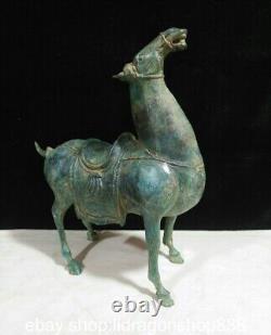12.8 Statue réussie cheval animal zodiaque chinois ancien fengshui Bronze