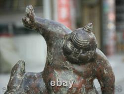 12 Bronze Chinois Ancien Statue Japonaise Sumo RIKISHI Sculpture