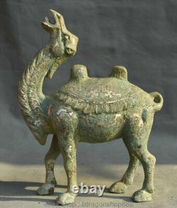 12 Chine ancienne Bronze Ware Silver Statue Sculpture Sculpture