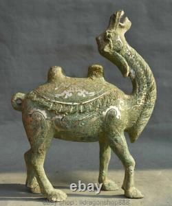 12 Chine ancienne Bronze Ware Silver Statue Sculpture Sculpture