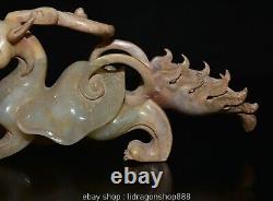 13.2 Ancienne Chinoise Hetian Blanc Jade Néphrite Fengshui Dragon Tortue Statue