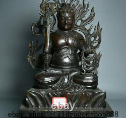 13,6 Ancien Japon Bouddhisme Bronze Fudo Mingwang Bouddha Sculpture Statue