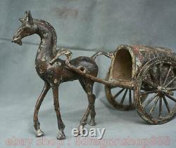 13,6 Chinoise Bronze Ware Ancien Cheval Tiré Par Tramway Statue Sculpture