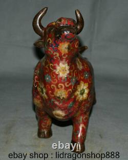 14 Bronze ancien chinois cloisonné Animal Zodiac Année Statue Sculpture Statue