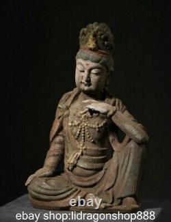 14 Chine ancienne sculpture en bois bouddhiste statue de Bouddha Guanyin libre