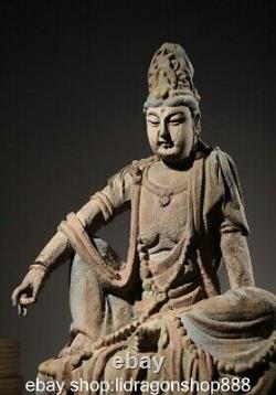 14 Chine ancienne sculpture en bois statue de Bouddha Guanyin libre
