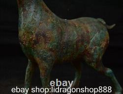 15.6 statue de cheval à long cou de l'ancien chinois en bronze Feng Shui