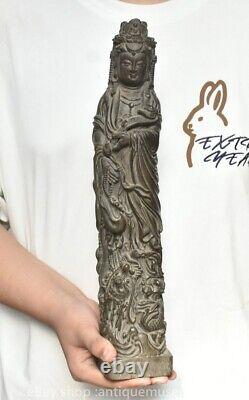 16 statue de Guanyin bouddhiste ancienne sculpture en bois rare en Chine