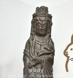 16 statue de Guanyin bouddhiste ancienne sculpture en bois rare en Chine