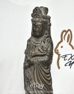 16 statue de Guanyin bouddhiste ancienne sculpture en bois rare en Chine