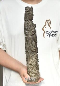 16 statue de Guanyin bouddhiste ancienne sculpture en bois rare en Chine