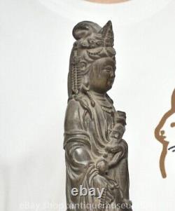 16 statue de Guanyin bouddhiste ancienne sculpture en bois rare en Chine