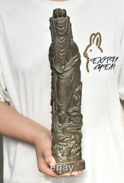 16 statue de Guanyin bouddhiste ancienne sculpture en bois rare en Chine