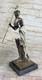 18`` Ancien Grec Bronze Art Moderne Sculpture A M&acirc;le Guerrier Avec Spear Statue