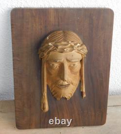 1936 ancien tableau TETE visage JESUS CHRIST PLATRE HANAK FR sculpture HANA KFR