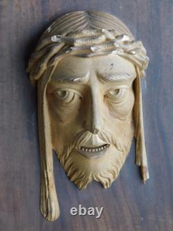 1936 ancien tableau TETE visage JESUS CHRIST PLATRE HANAK FR sculpture HANA KFR