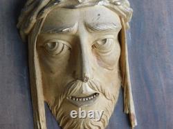 1936 ancien tableau TETE visage JESUS CHRIST PLATRE HANAK FR sculpture HANA KFR