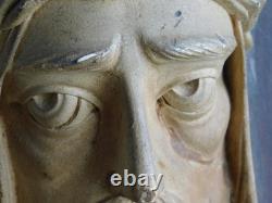 1936 ancien tableau TETE visage JESUS CHRIST PLATRE HANAK FR sculpture HANA KFR