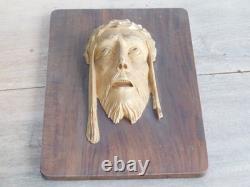 1936 ancien tableau TETE visage JESUS CHRIST PLATRE HANAK FR sculpture HANA KFR