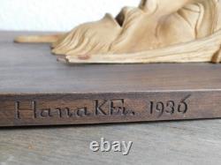1936 ancien tableau TETE visage JESUS CHRIST PLATRE HANAK FR sculpture HANA KFR
