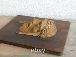 1936 ancien tableau TETE visage JESUS CHRIST PLATRE HANAK FR sculpture HANA KFR