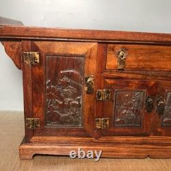 23.2 ancien Huali bois sculpture statue de fleur meubles table cabinet