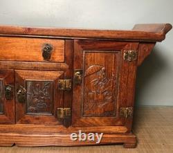 23.2 ancien Huali bois sculpture statue de fleur meubles table cabinet