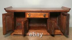 23.2 ancien Huali bois sculpture statue de fleur meubles table cabinet