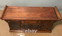 23.2 ancien Huali bois sculpture statue de fleur meubles table cabinet