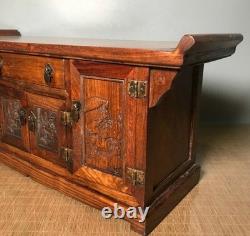 23.2 ancien Huali bois sculpture statue de fleur meubles table cabinet