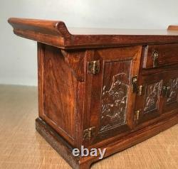 23.2 ancien Huali bois sculpture statue de fleur meubles table cabinet