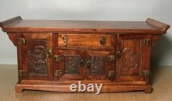 23.2 ancien Huali bois sculpture statue de fleur meubles table cabinet