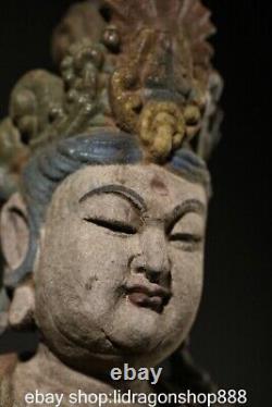 24 Chine ancienne sculpture en bois statue de Bouddha Guanyin libre