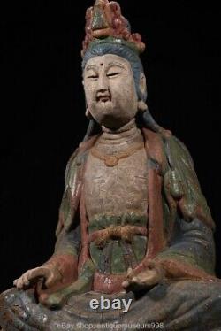 27.2 Chine ancienne sculpture sur bois bouddhisme guanyin Guanyin Statue