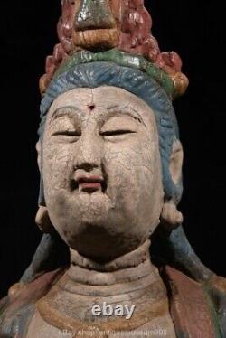27.2 Chine ancienne sculpture sur bois bouddhisme guanyin Guanyin Statue