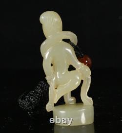 2.3'' Ancienne dynastie Hetian Jade Beauté Personnes Statue Sculpture