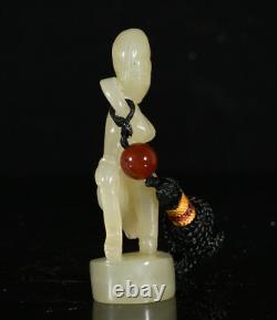 2.3'' Ancienne dynastie Hetian Jade Beauté Personnes Statue Sculpture