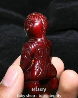 2.3'' Ancienne dynastie Hetian Jade Peuples Personne Statue humaine Sculpture