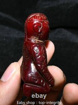 2.3'' Ancienne dynastie Hetian Jade Peuples Personne Statue humaine Sculpture