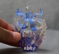 2.8 Chine ancienne fleur verte sculpture fleur Feng Shui II Longhua statue