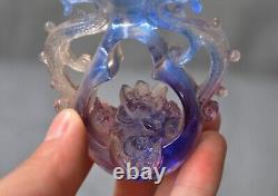 2.8 Chine ancienne fleur verte sculpture fleur Feng Shui II Longhua statue