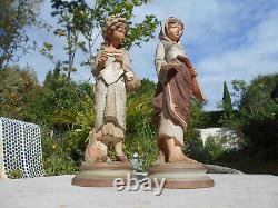 2 Anciennes statue scuplture terre cuite terracotta femme Goldscheider 3 points