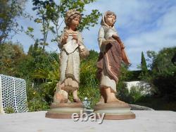 2 Anciennes statue scuplture terre cuite terracotta femme Goldscheider 3 points