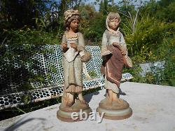 2 Anciennes statue scuplture terre cuite terracotta femme Goldscheider 3 points