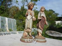 2 Anciennes statue scuplture terre cuite terracotta femme Goldscheider 3 points