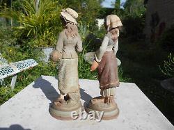 2 Anciennes statue scuplture terre cuite terracotta femme Goldscheider 3 points