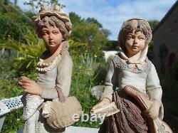 2 Anciennes statue scuplture terre cuite terracotta femme Goldscheider 3 points