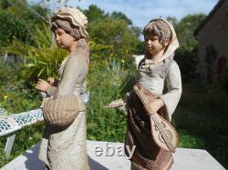 2 Anciennes statue scuplture terre cuite terracotta femme Goldscheider 3 points