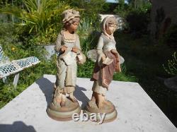 2 Anciennes statue scuplture terre cuite terracotta femme Goldscheider 3 points