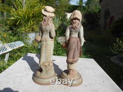 2 Anciennes statue scuplture terre cuite terracotta femme Goldscheider 3 points